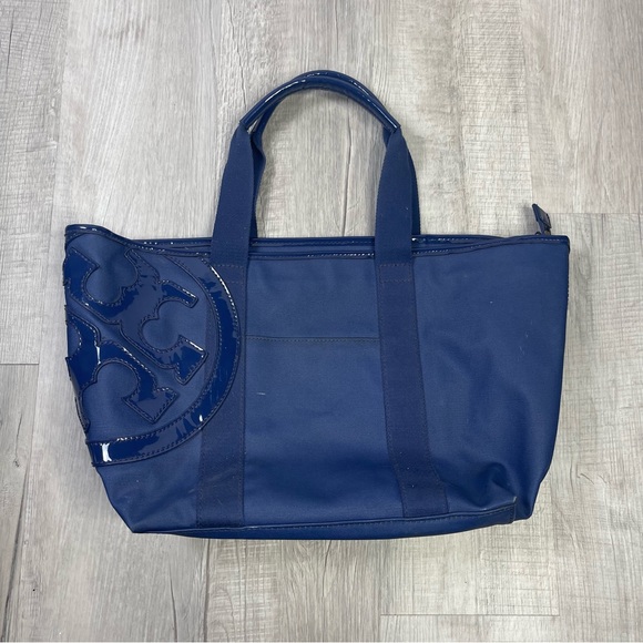 Tory Burch Blue Small Beach Canvas Tote